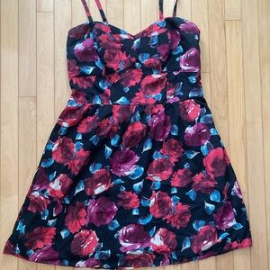 Torrid Black Dress with Pink and Teal Floral Pattern 16